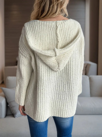 Sequin Detail Long Sleeve Hooded Cardigan - Fashorio