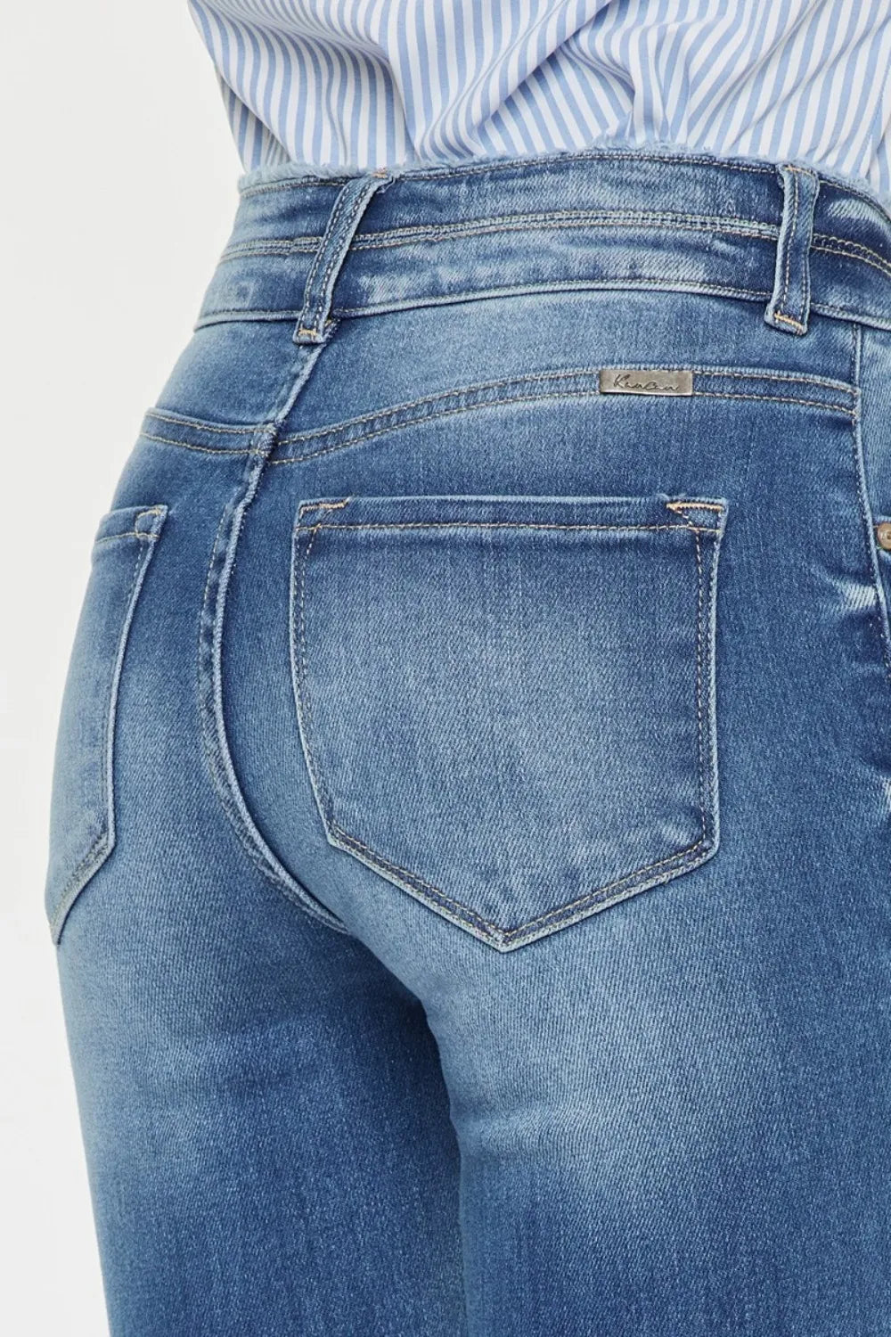 High waist distressed skinny jeans styled view