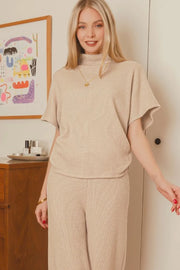 Zenana Sweater Mock Neck Top & Long Pants Set - Fashorio