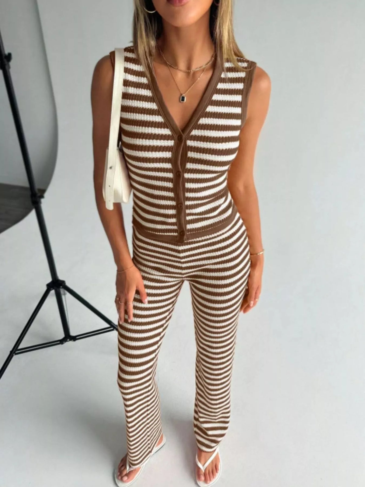 Two piece striped set alternate colorway front