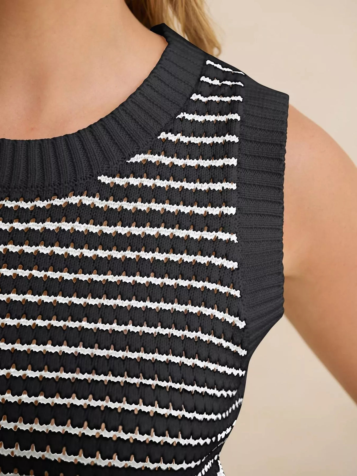 Ribbed Striped Knit Sweater Vest, view 21