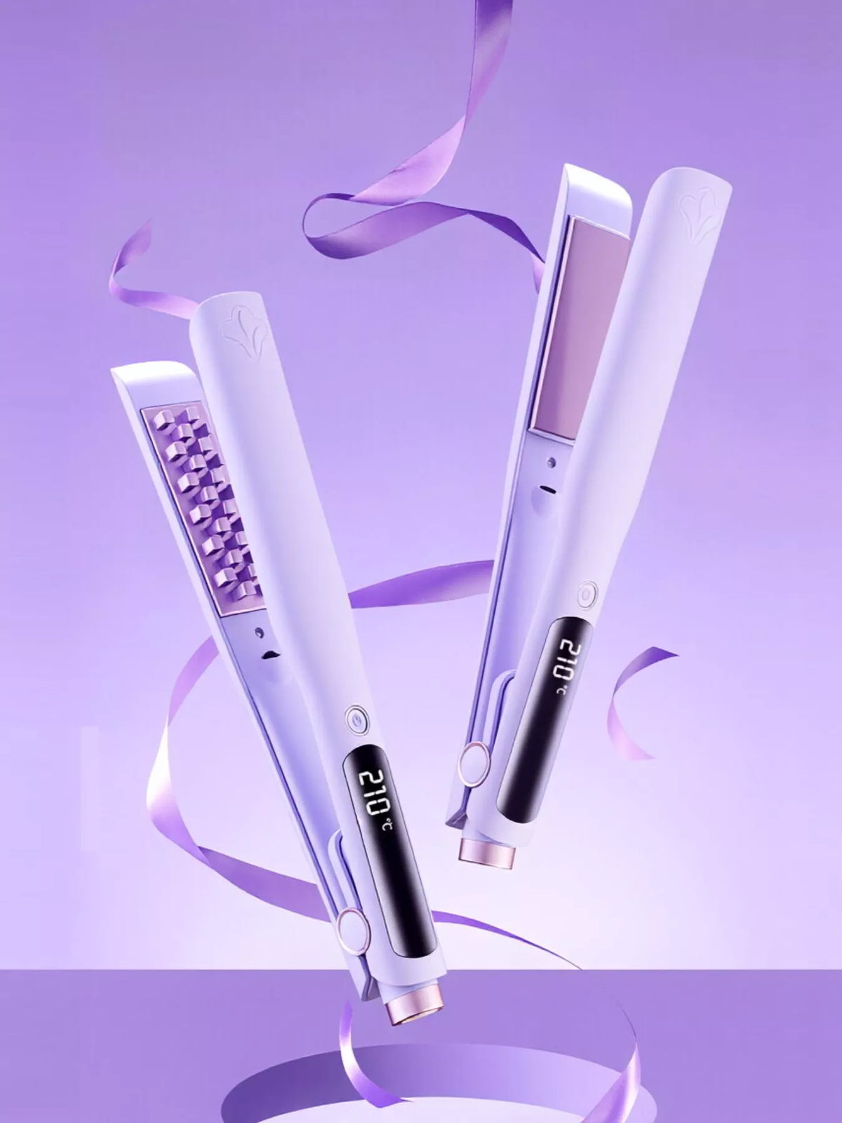 Purple fast heating hair straightener full view