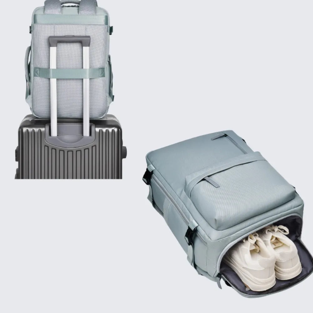 Oxford cloth backpack with side pockets side profile