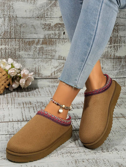 Round Toe Platform Slippers - Fashorio