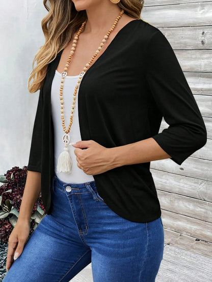 Open Front 3/4 Sleeves Cardigan - Fashorio