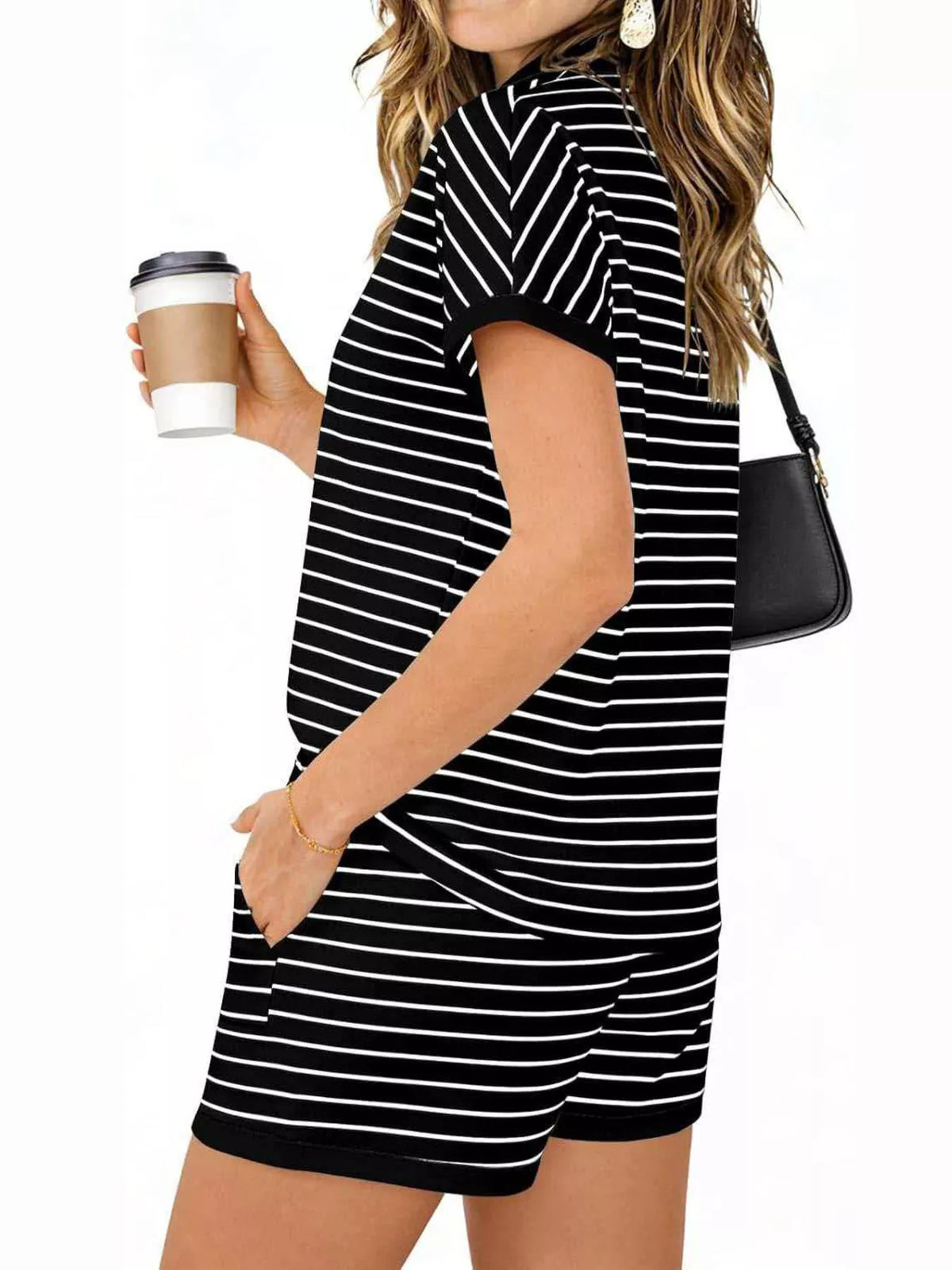 Striped Short Sleeve Polo and Shorts Set, view 12