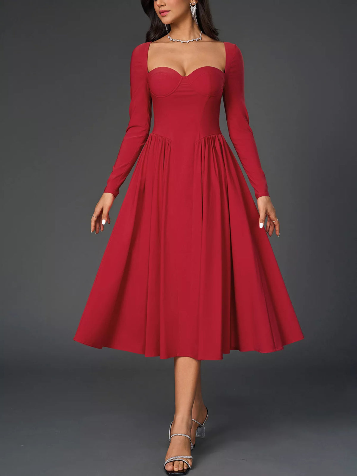 A line long sleeve dress full length