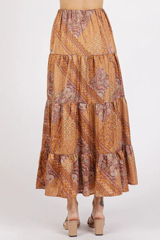 Mittoshop Paisley Patchwork Print Satin Maxi Skirt - Fashorio