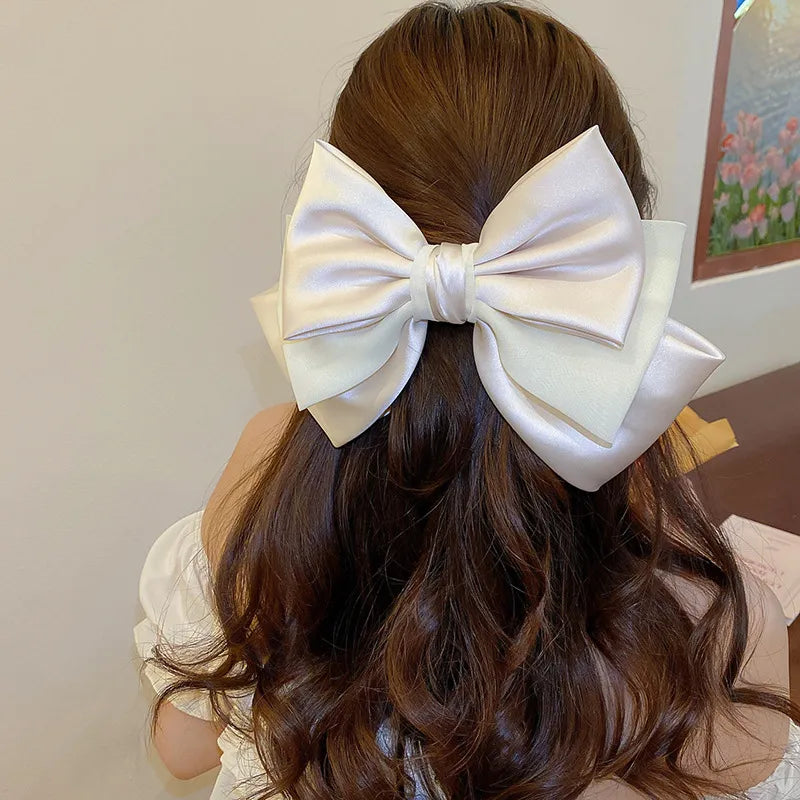 Bow cloth hair clip full shape display