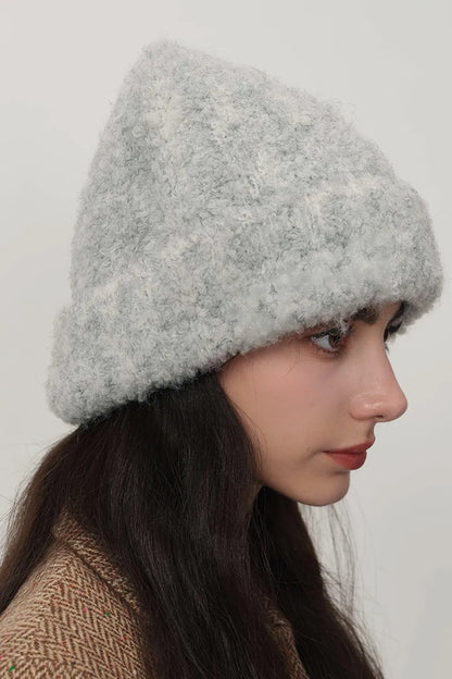 Solid Color Thermal Knit Hat Gray One Size - Fashorio