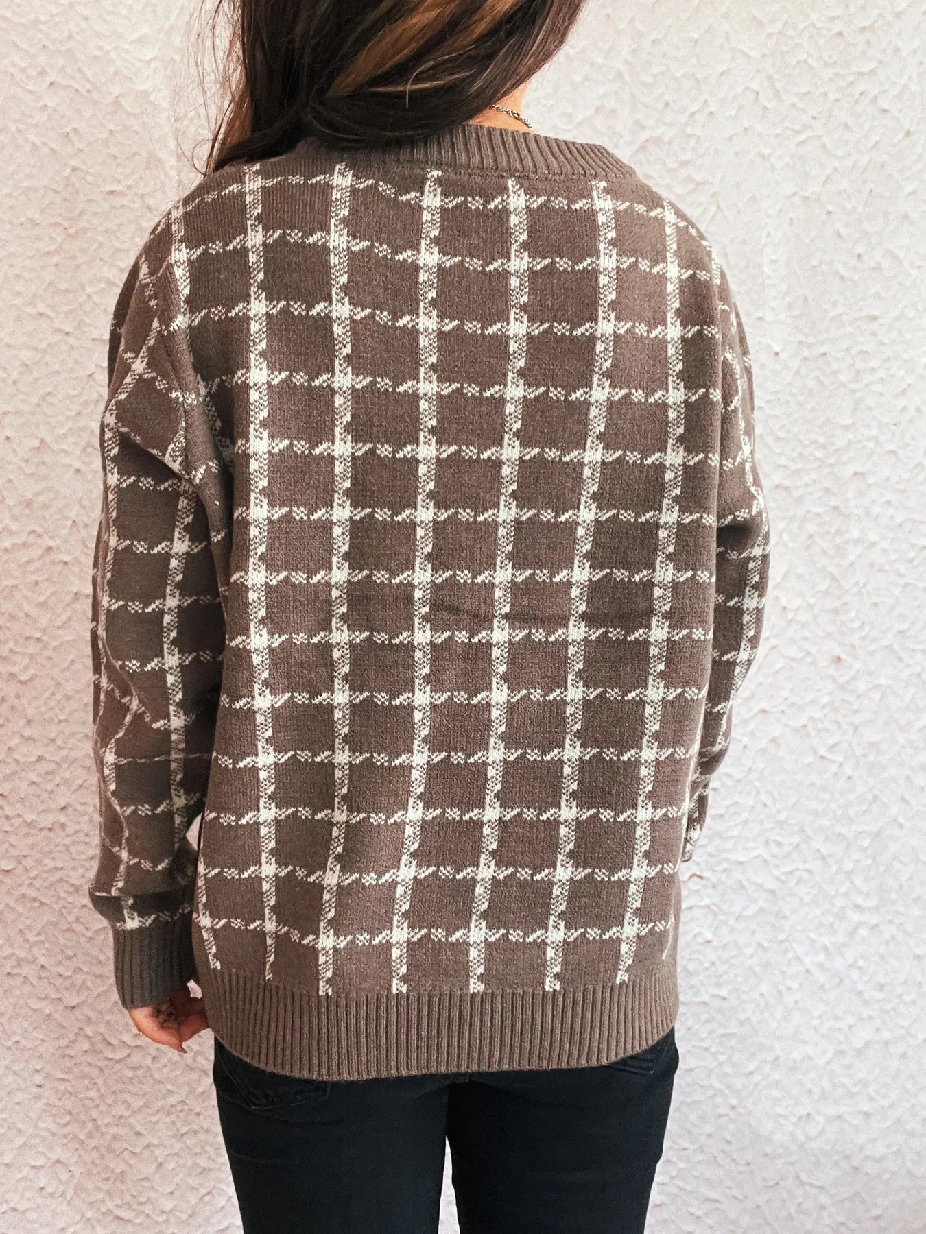 Plaid Pattern Zip Up Cardigan - Fashorio