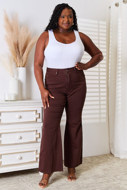 Judy Blue Full Size Tummy Control Garment Dyed Flare - Fashorio