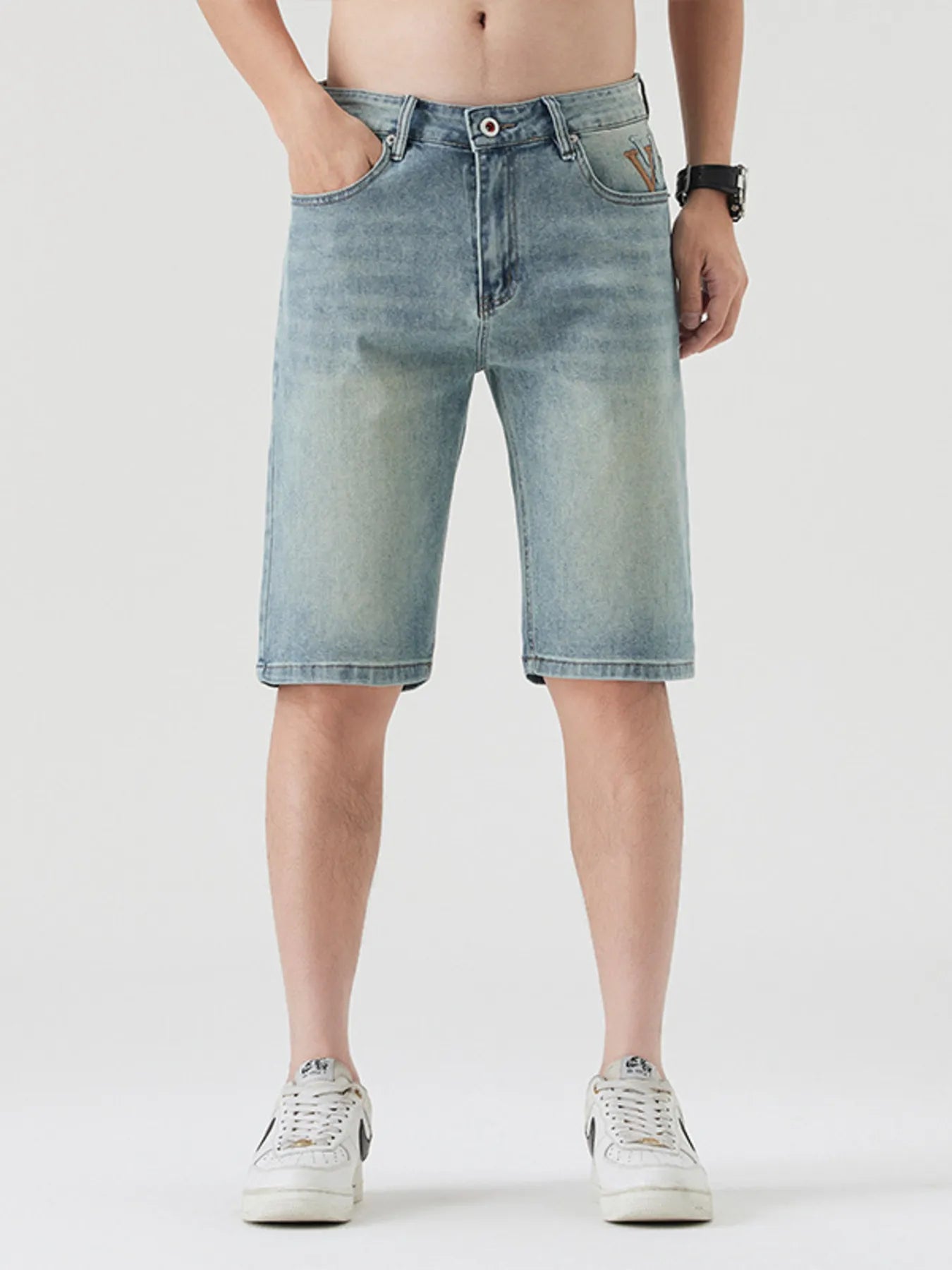 Men's Pocketed Wash Casual Denim Shorts - Fashorio