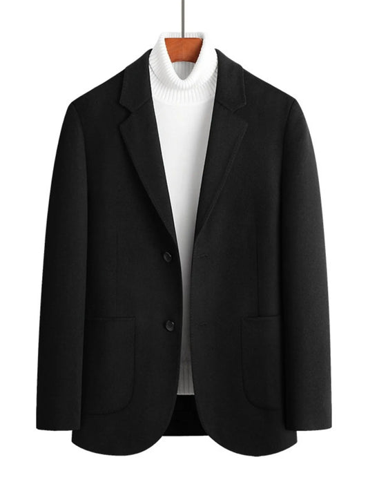 Men's Plus Size Wool Long Sleeve Outerwear Black - Fashorio