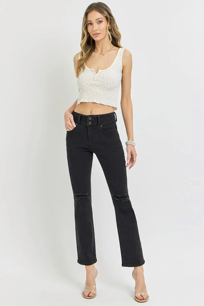 RISEN Full Size High Rise Wide Waistband Ankle Bootcut Jeans - Fashorio