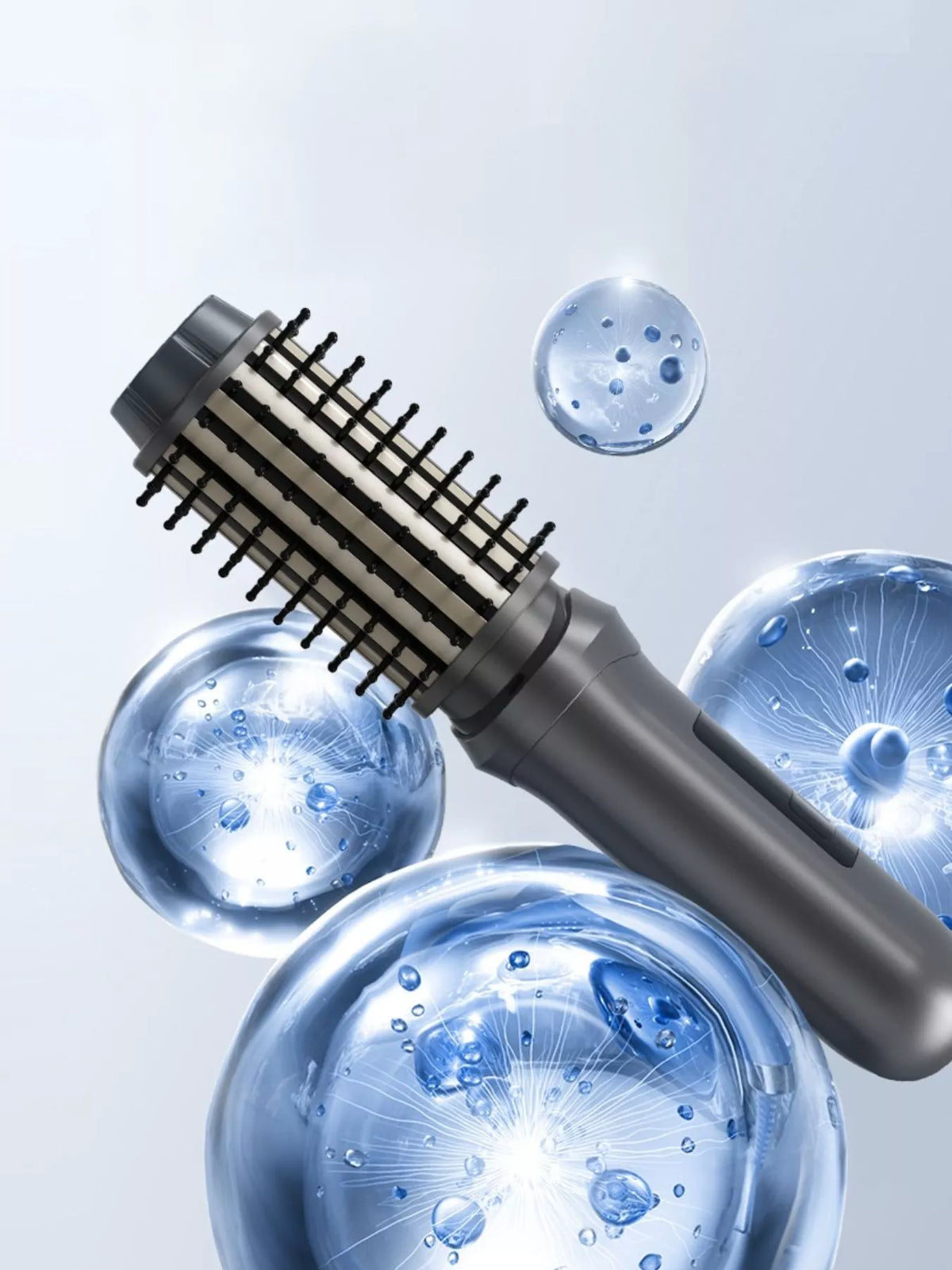 Hot air brush round bristle head close up
