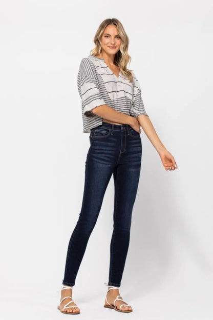 Judy Blue Full Size High Waist Handsand Skinny Jeans - Fashorio