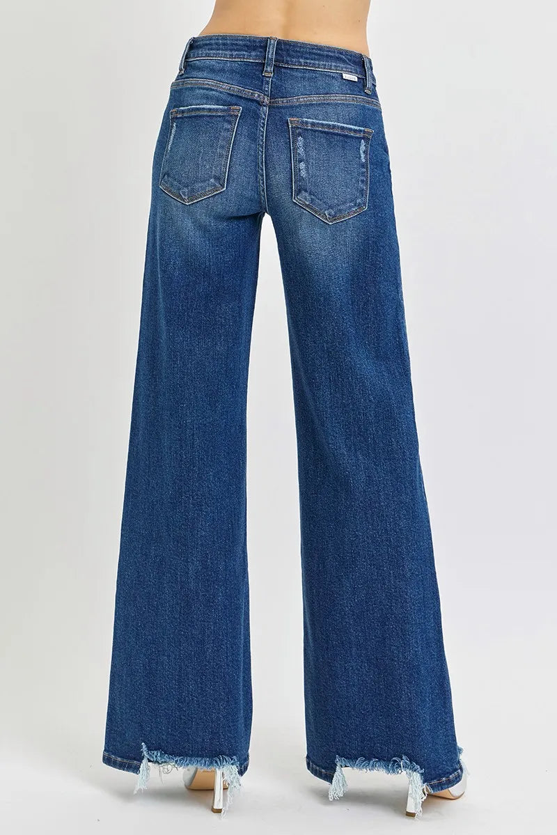 RISEN Full Size Mid Rise Wide Jeans Plus Size - Fashorio
