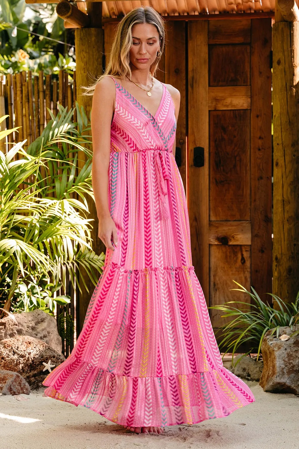 Surplice wrap neckline detail