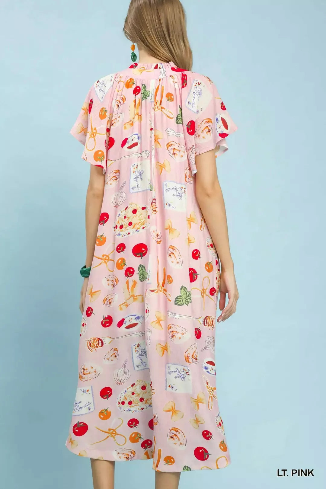 Abstract Print Flutter Sleeve Midi Dress styled look