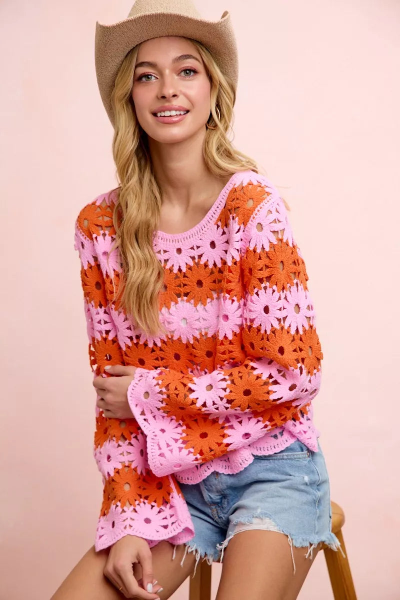 Crochet top open weave fabric