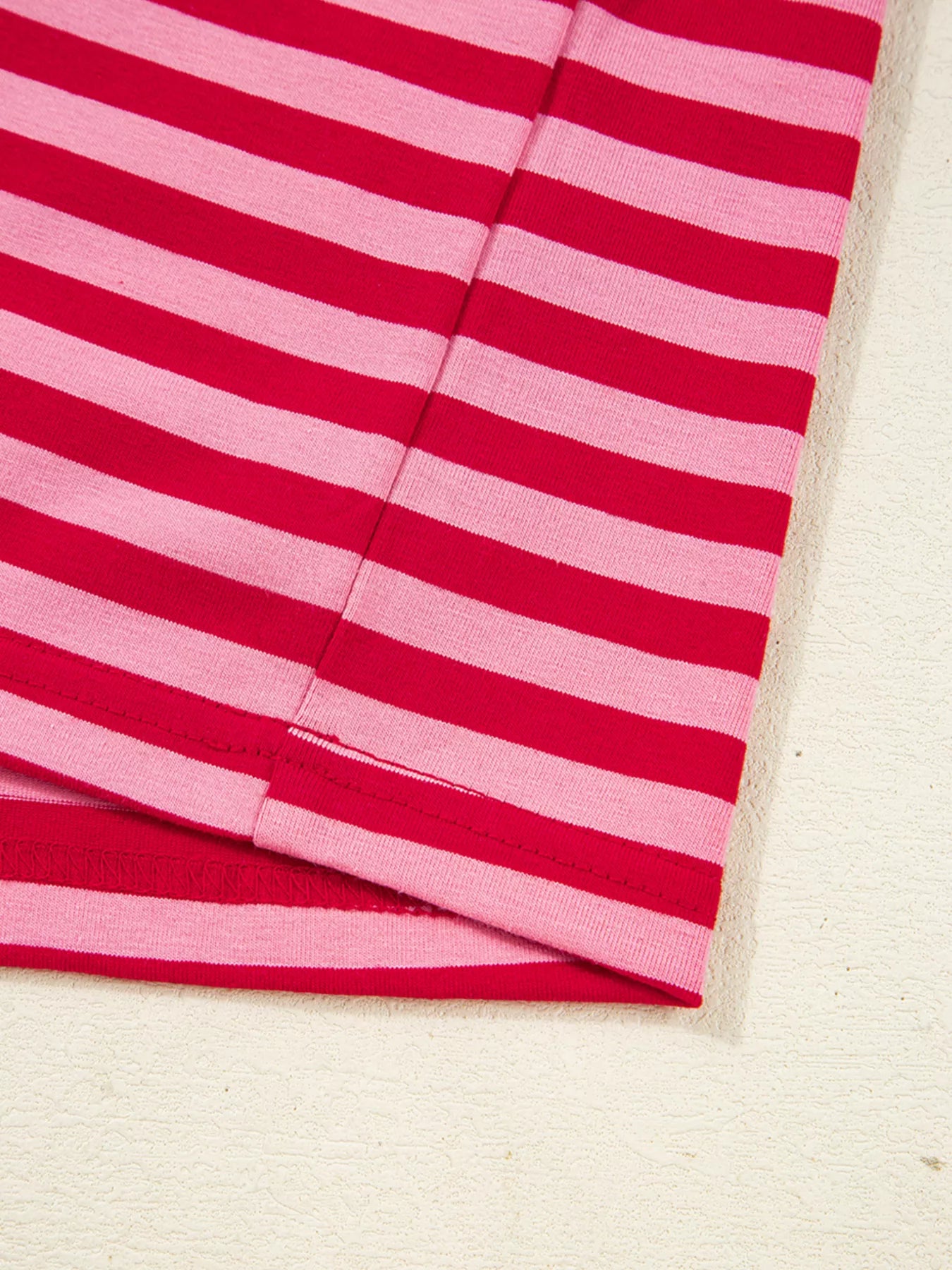 Striped Drop Shoulder V Neck Top - Fashorio