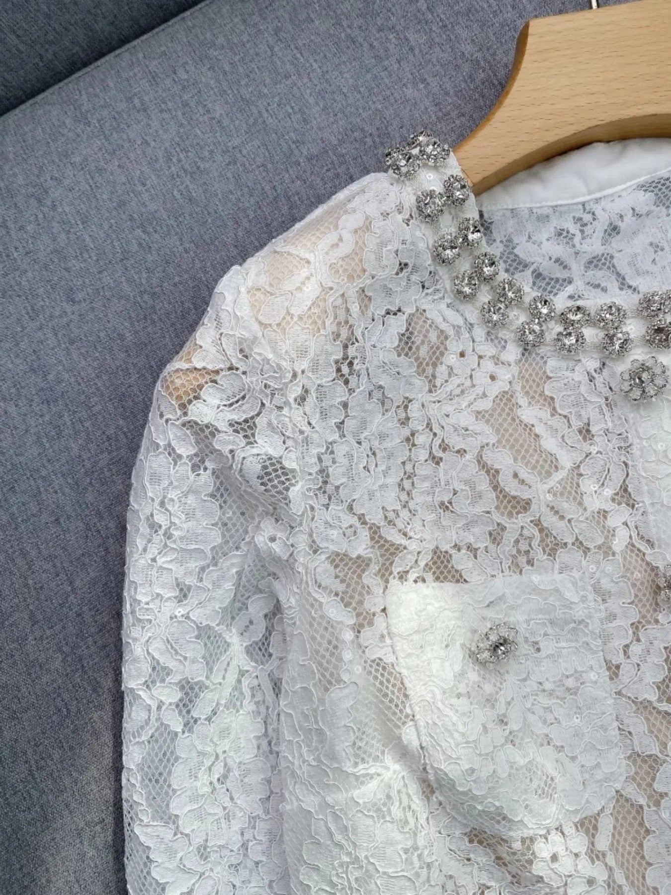 Lace Snap Down Top and Skirt Set - Fashorio