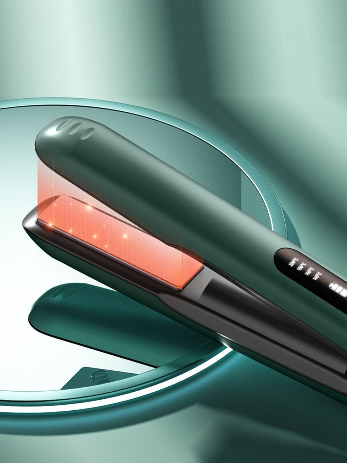 Cordless straightener heated plates close up
