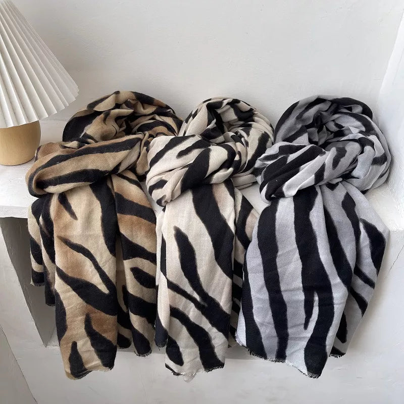 Zebra print lightweight scarf front view