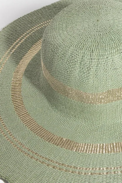 Fame Metallic Accent Trim Floppy Sun Hat - Fashorio