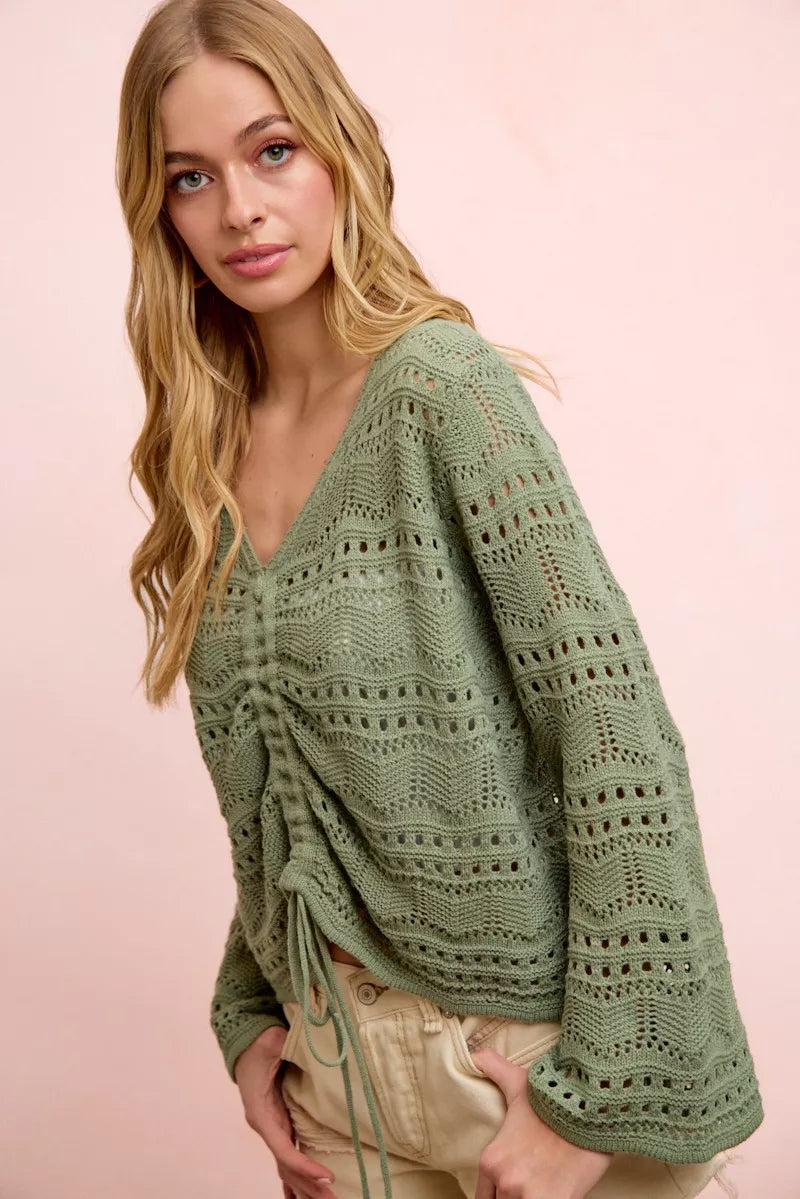 Sage green knit top relaxed fit