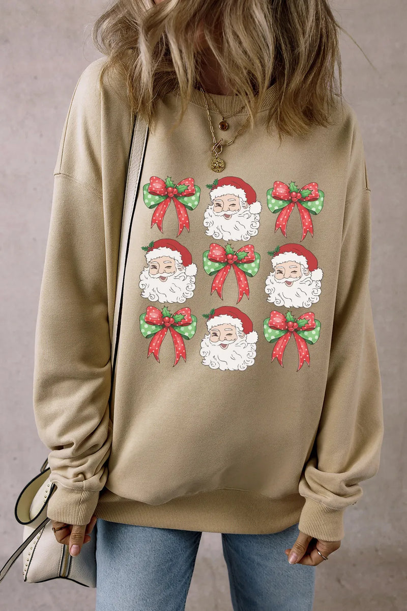 Khaki Santa graphic long sleeve sweatshirt front