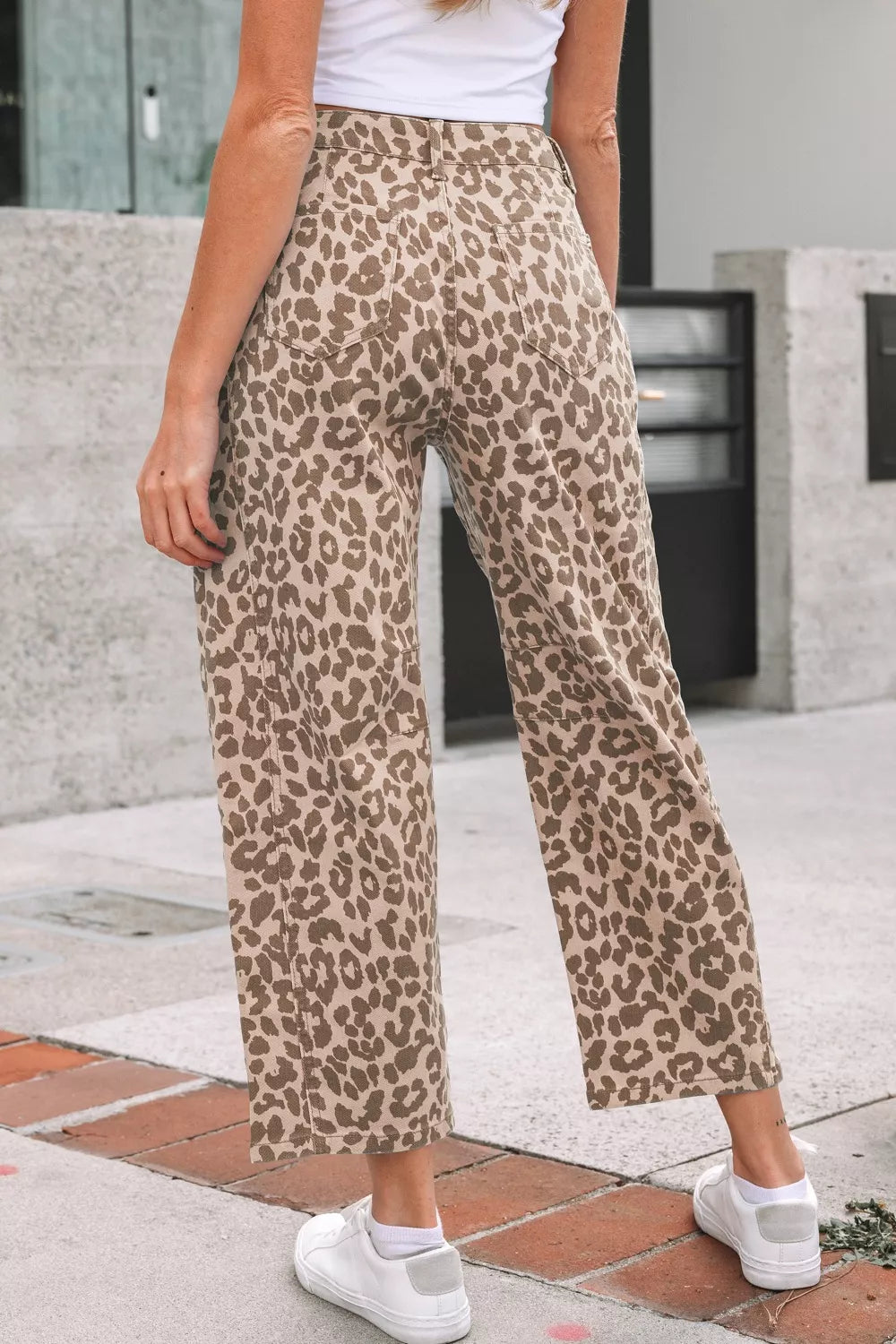 Detail of animal print on denim