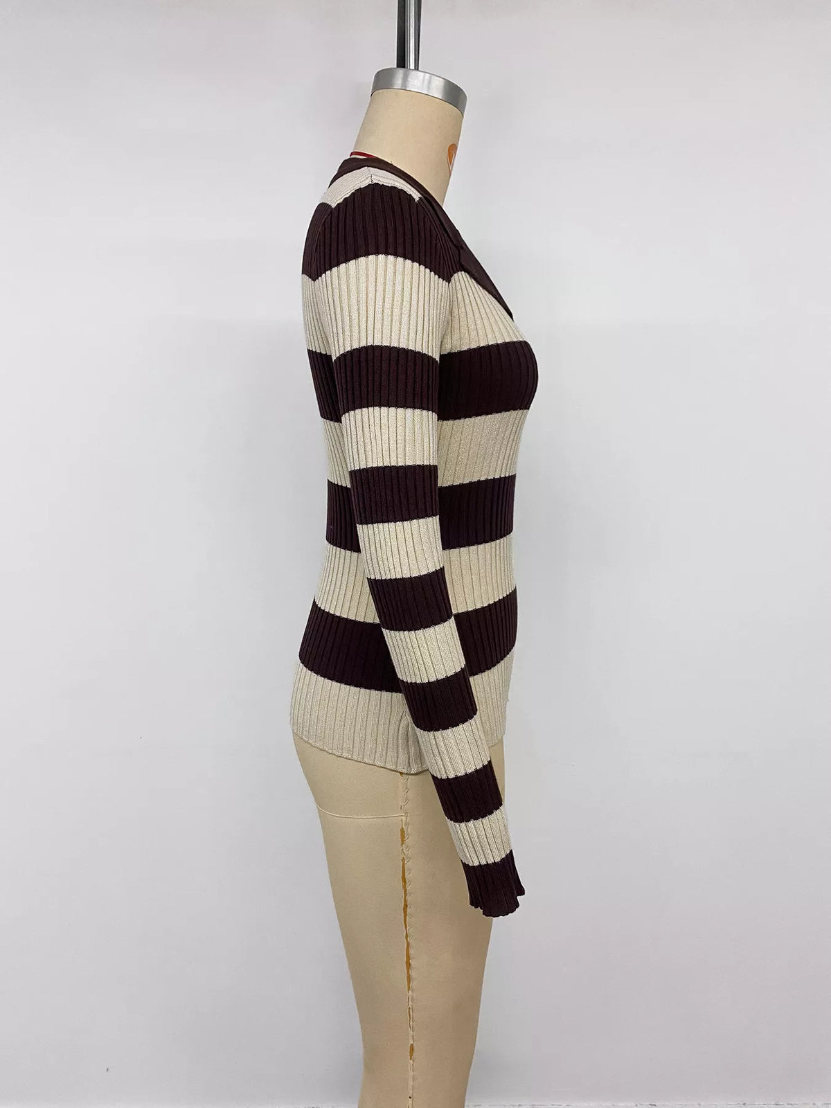 Striped Ribbed Long Sleeve Sweater view 11
