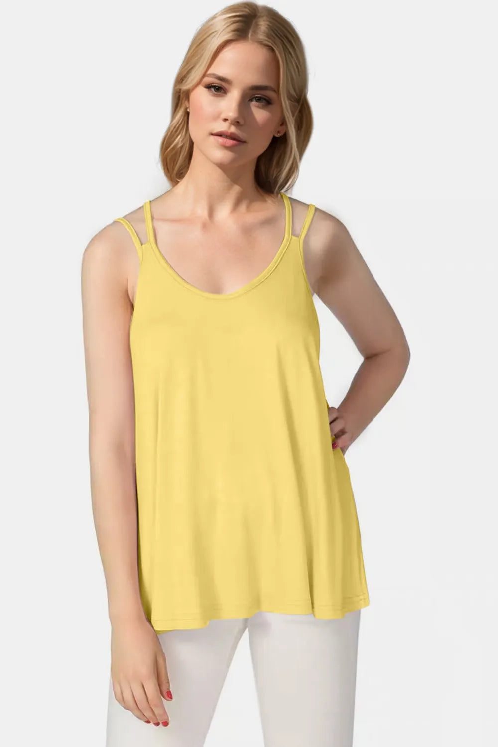 Light yellow bamboo camisole front view
