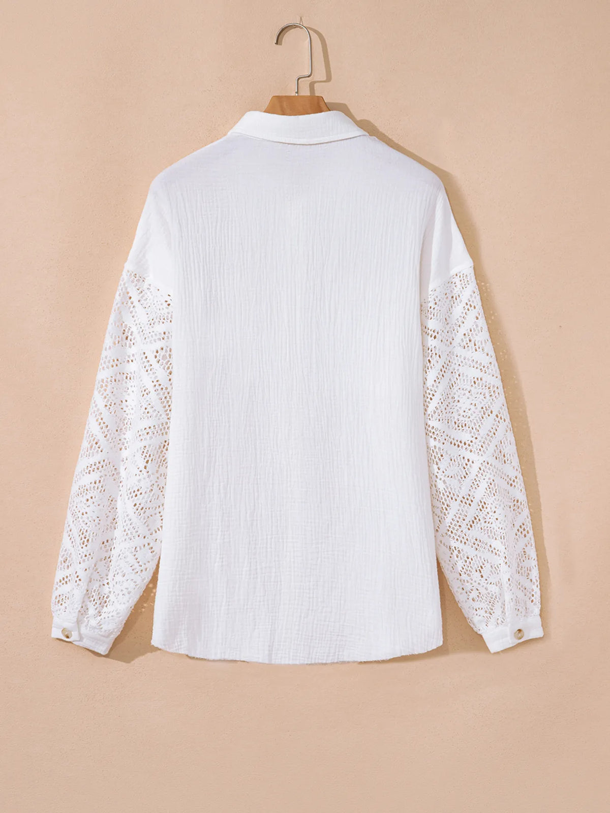 White cotton button down shirt side profile