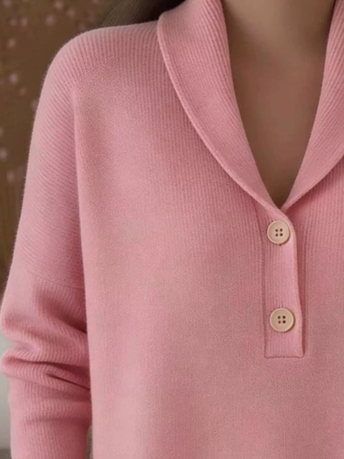 Button Detail Knit Sweater Plus Size close up