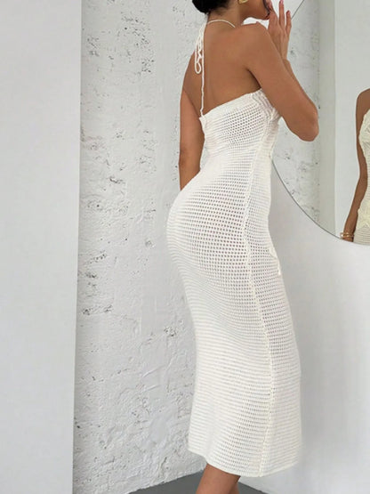 Crochet Backless Midi Knit Dress - Fashorio
