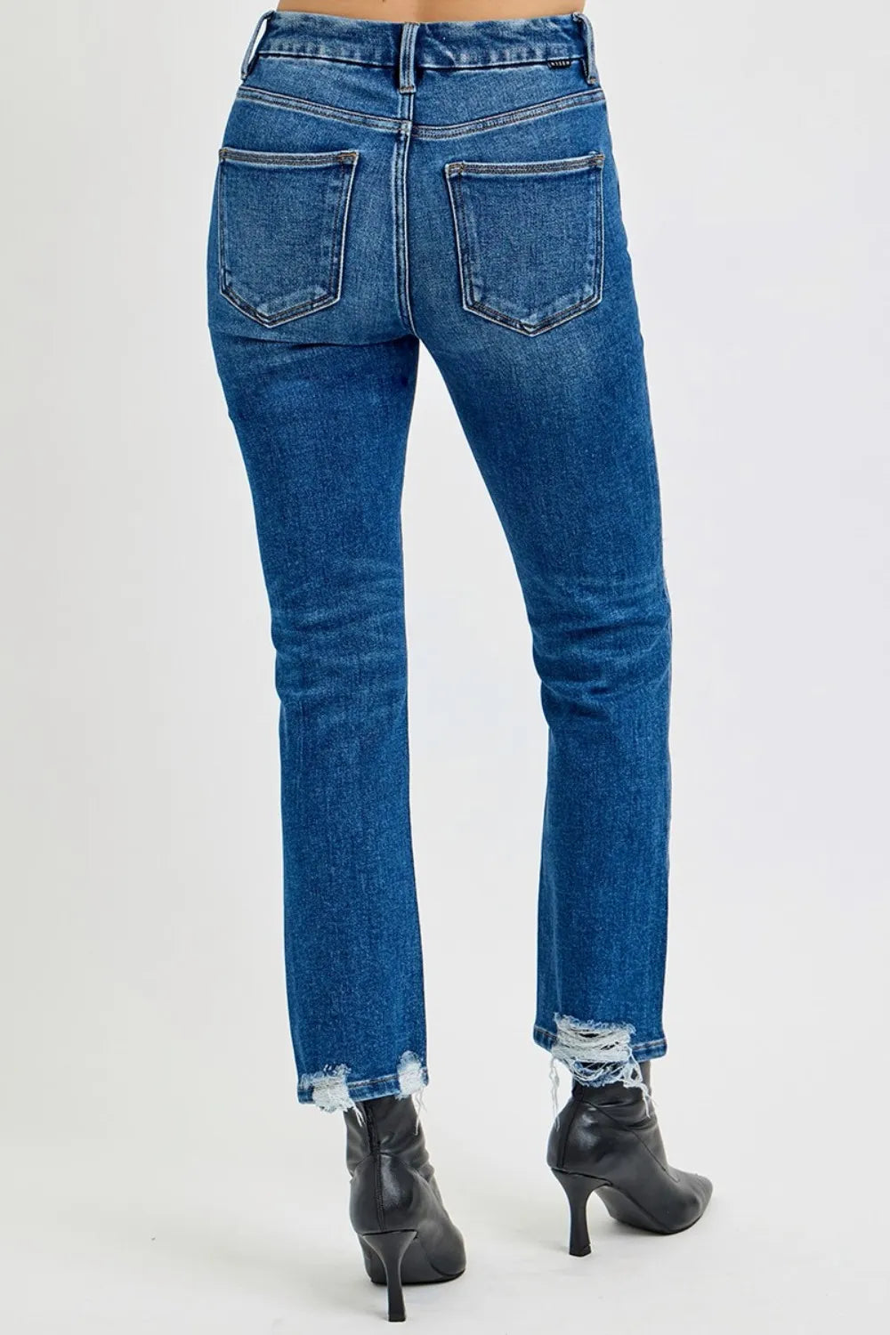 RISEN Full Size High Rise Distressed Crop Straight Jeans - Fashorio