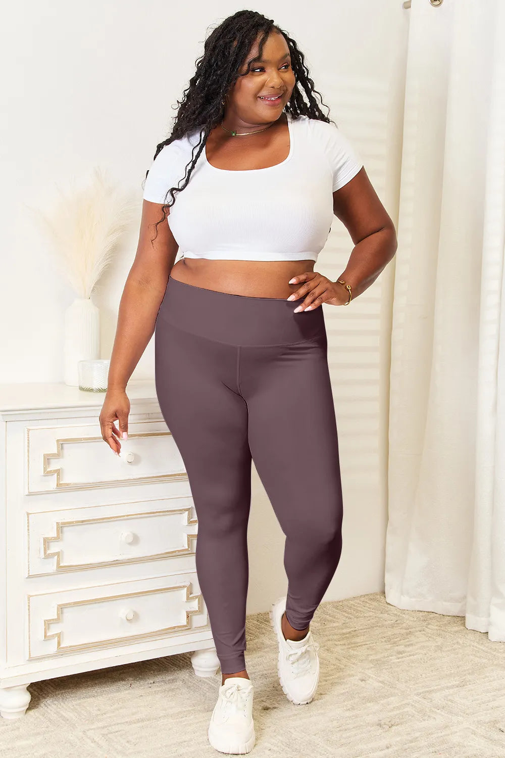 Double Take Wide Waistband Sports Leggings - Fashorio