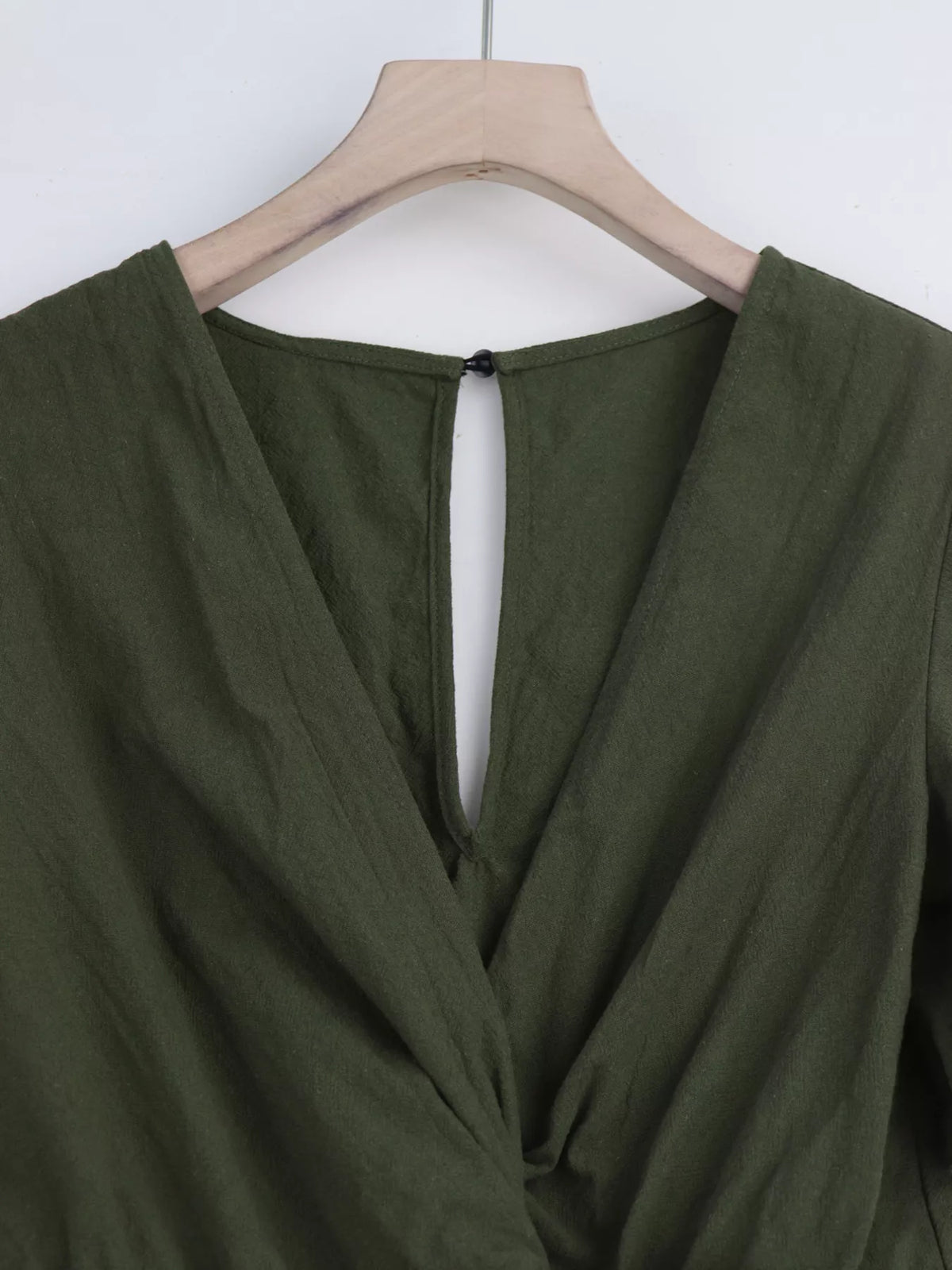 Tie waist flutter sleeve romper, on model view