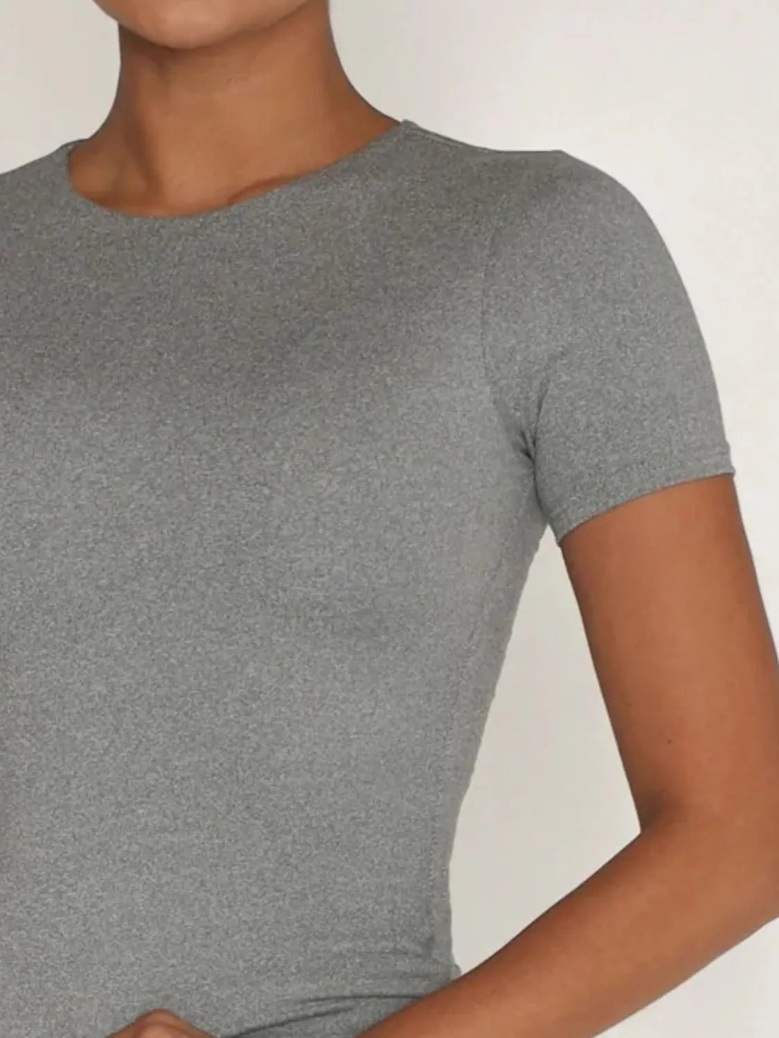 Round Neck Short Sleeve Swim Top - Fashorio