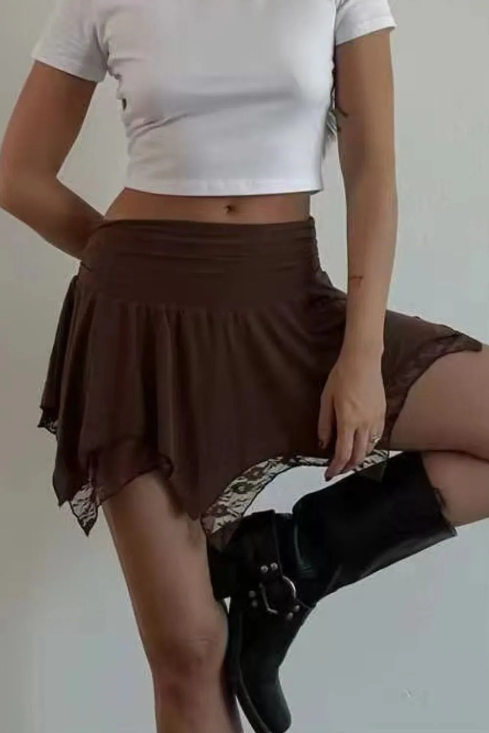 Lace mini skirt back view