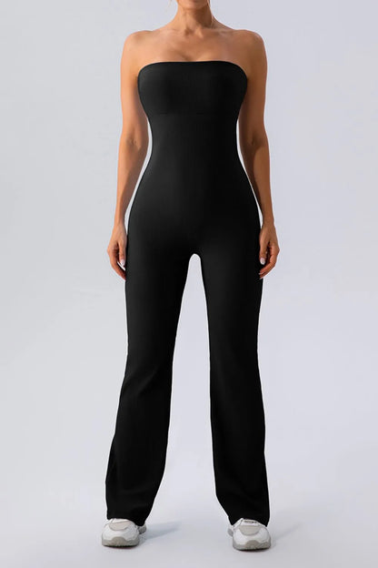 Sleeveless Straight Active Jumpsuit Black - Fashorio