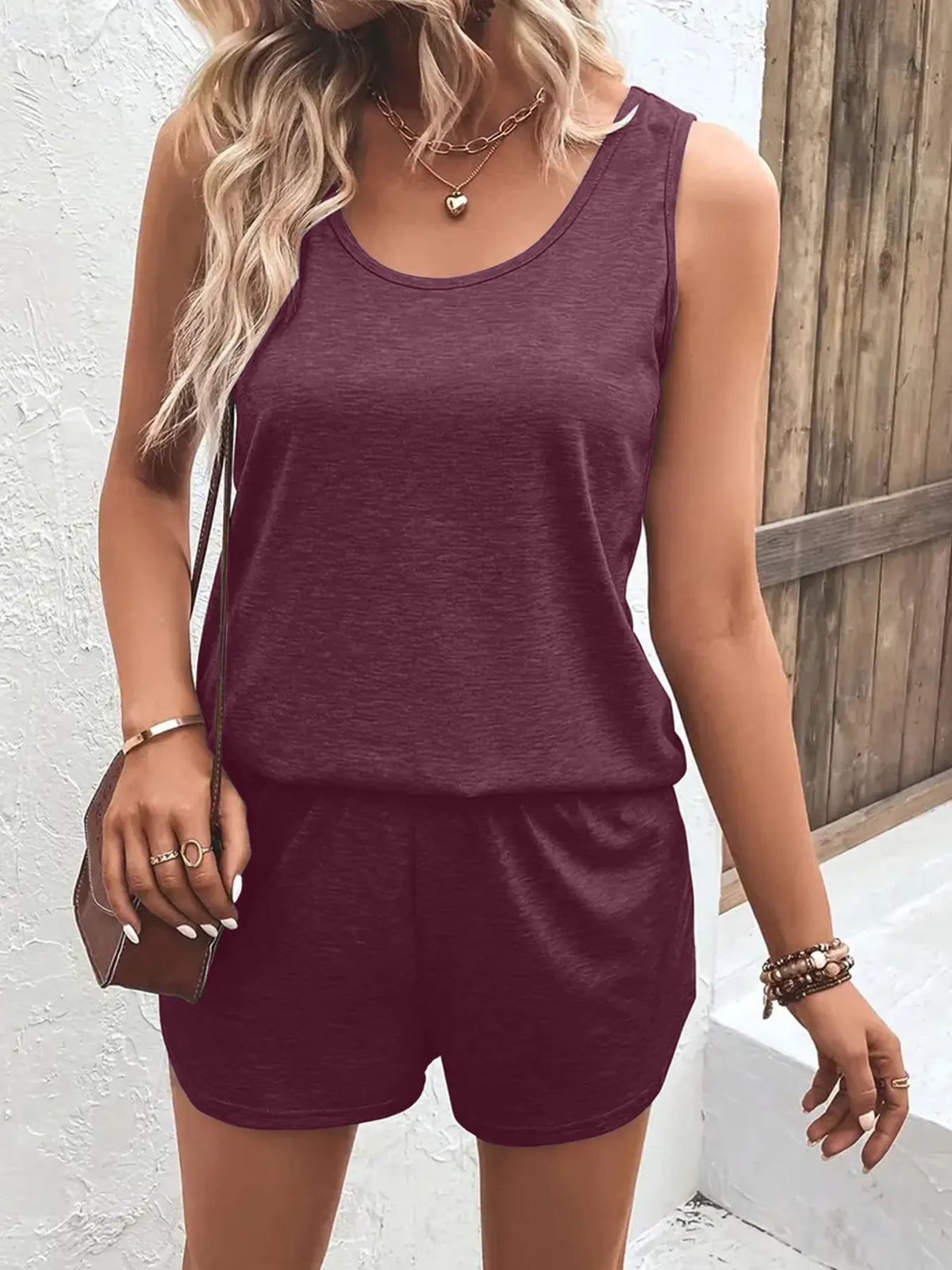 Close view of casual tank and shorts loungewear set