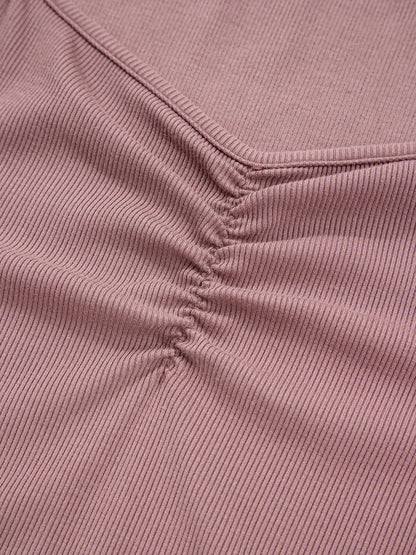 Ruched Front Long Sleeve T-Shirt - Fashorio