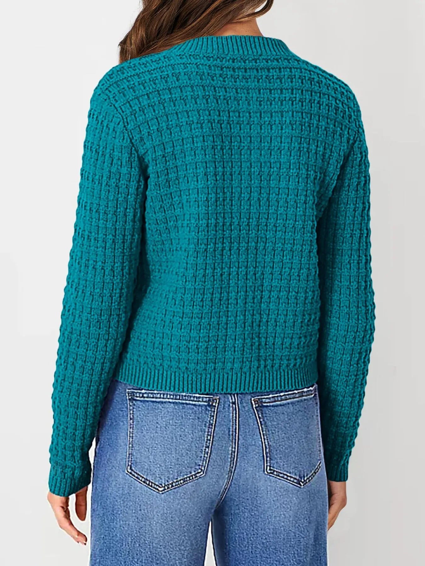 Textured Knit Button-Front Cardigan - Fashorio
