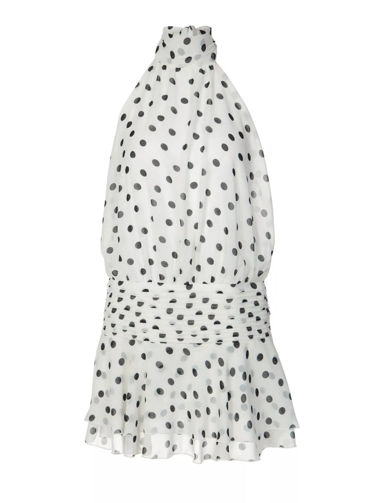 Full length view of the polka dot halter dress