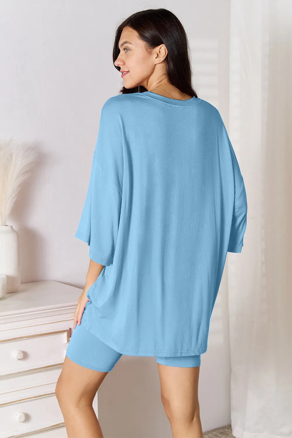 Bamboo matching tee and shorts set side view