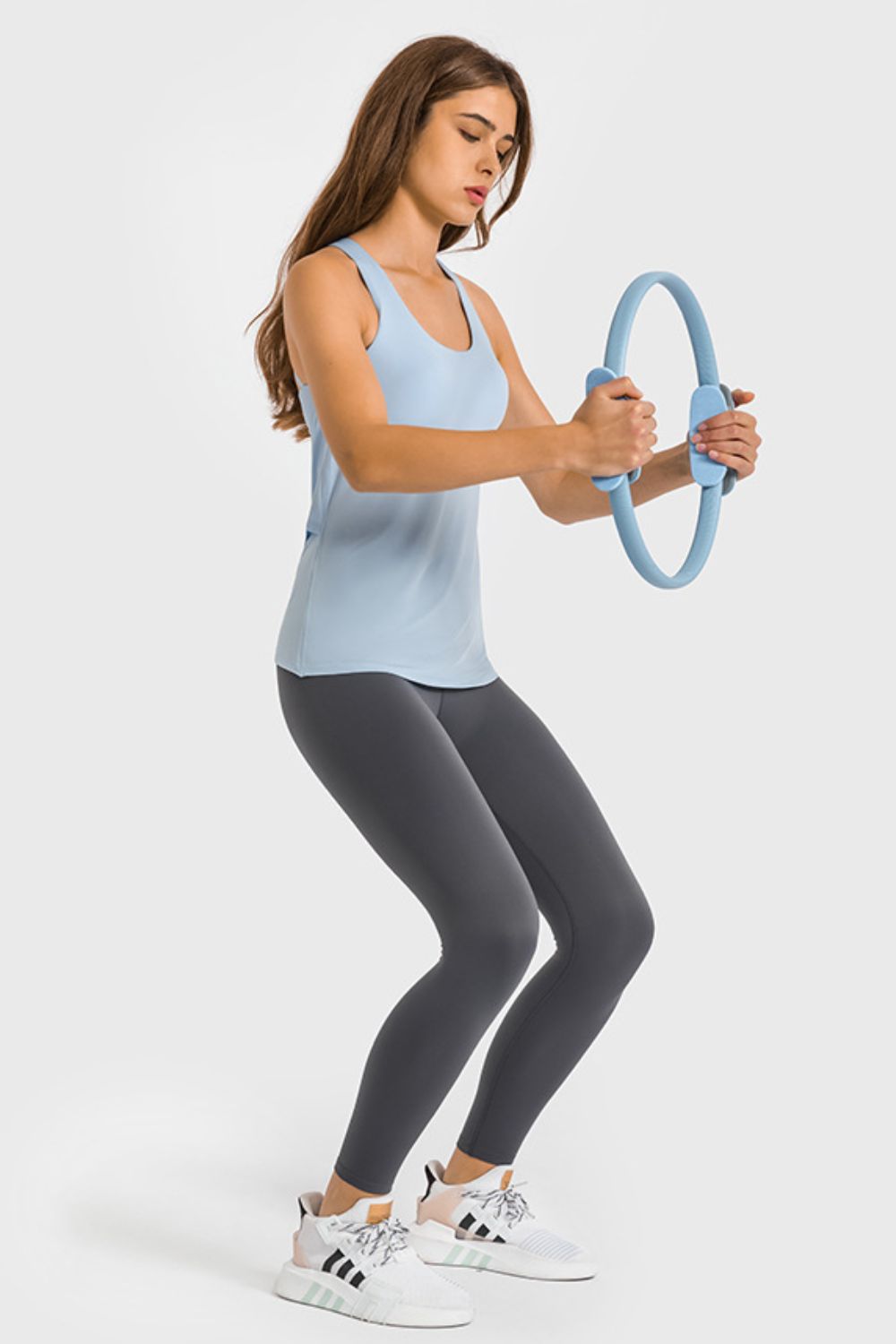 high waist ankle length yoga leggings side view